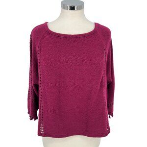 Saturday Sunday Anthropologie Crochet Inset Flowy Top Fuschia Size Small